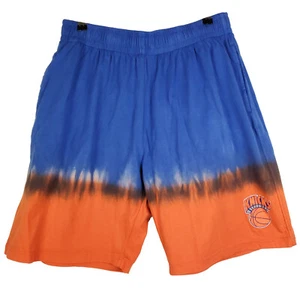 NY Knicks Mitchell & Ness NBA L Large Shorts Blue Orange Dip Dye Cotton NWT - Picture 1 of 6