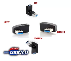 USB 3.0 Angled Adaptors 90 Degree 270 degree L Shaped USB Extension Connector - Afbeelding 1 van 13