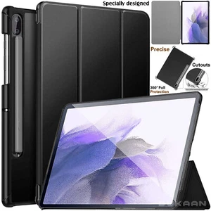 Samsung Galaxy Tab S7 Fe 12.4" Leather Smart Case Stand Cover + Screen Protector - Picture 1 of 16