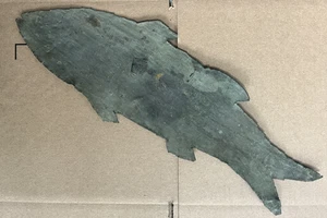 Antique Copper Fish Cut Folk Art Sign Wall Hanging 1930s-40s - Picture 1 of 24