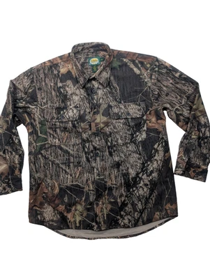 Camisa Cabelas Hombre L Abotonada Manga Larga Camuflaje Franela Madera Hojas Caza Poli Foto 1 de 4