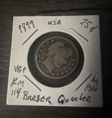 1899 Barber Silver Quarter Choice Fine+ Old US Coin Collectors Choice - Image 1 of 2