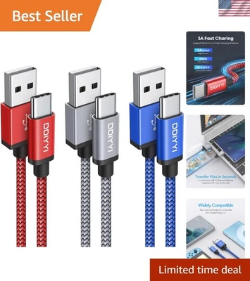 Durable 3ft USB C Charging Cables 3-Pack - Short Circuit Protection & Auto Off - Изображение 1 из 4
