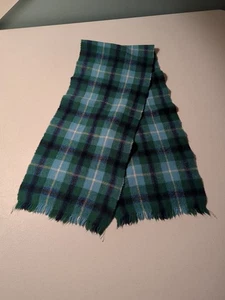 Sciarpa lana di agnello scozzese stile vintage verde plaid tartan scuro accademia preppy - Foto 1 di 6
