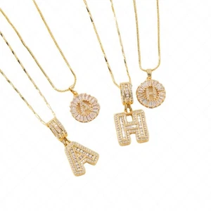 2Pcs/Set Round Flower Alphabet Necklace for Wife Women Girls - Picture 1 of 21