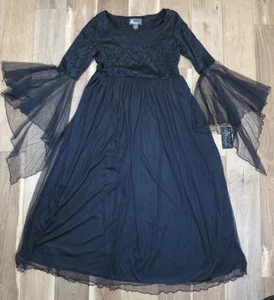 Eternal NYC Women's Black Mesh Scrolled Juliette Gothic Dress Sz L NWT - Picture 1 of 13