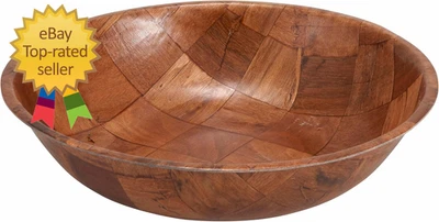 "WWB-12 12 polegadas tigela de salada de madeira tecida tigela de madeira natural para servir e misturar" - Imagem 1 de 4