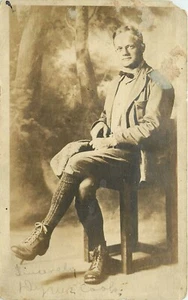 RPPC Grown Man in Suit Jacket and Knickers Eyeglasses in Chari Postcard - Picture 1 of 2