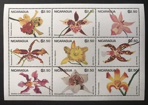 NICARAGUA ORCHIDS STAMPS SHEET 9V 1995 MNH ORCHID FLOWERS NATURE WILDLIFE - Picture 1 of 1