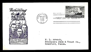 956 3c Stamp (1948) BENEVOLENT WWII FOUR CHAPLAINS FDC BY HARRY IOOR CACHETS !! - Picture 1 of 1