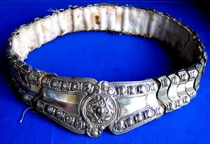 Antique Handmade Ottoman Brass Belt Buckle – Balkan Velvet Lined Women’s Belt - Picture 1 of 12