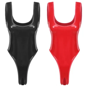 Women's Wet Look Leather Crotchless Bodysuit Leotard One Piece Monokini Swimsuit - Picture 1 of 21