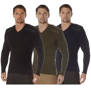 Acrylic V-Neck Sweater Stylish V Neck Sweaters - OD Black Navy Rothco - Picture 1 of 13