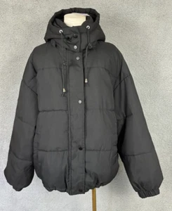 Wotozr Women's Insulated Winter Hooded Quilted Puffer Jacket Black Large NWT - Picture 1 of 16