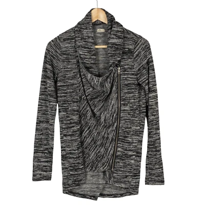 Hollister Moto молнии кардиган свитер женщин Sz маленький серый пространства краситель длинным рукавом - Изображение 1 из 4