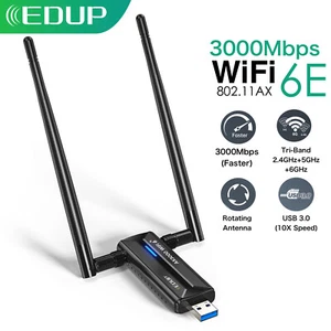 EDUP WiFi 6E Wireless Network Card 3000Mbps USB 3.0 WiFi Adapter Tri-Band 2.4G 5 - Zdjęcie 1 z 13