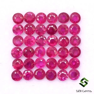 2.33 CTS Natural Ruby Round Cut 3 mm Lot 15 Pcs Calibrated Burma Loose Gemstones - Picture 1 of 5