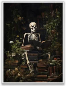 Skeleton Book Reader Library Decorative Art Print Poster 17 x 12 - Picture 1 of 1