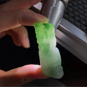 green icy handcraft carving jadeite pendant A grade Burma waxy Myanmar - Picture 1 of 5