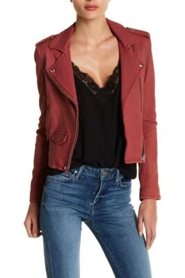 Iro Burgundy Ashville 100% Lamb Leather Moto Jacket Size 38/US 6 - Image 1 of 4