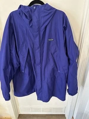 Jaqueta Patagonia Vintage Floresta Tropical XL Roxa Azul-petróleo com Capuz Concha - Imagem 1 de 4