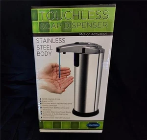 NEW TOUCHLESS HANDS FREE LIQUID BATHROOM KITCHEN SOAP DISPENSER STAINLESS STEEL - Picture 1 of 1