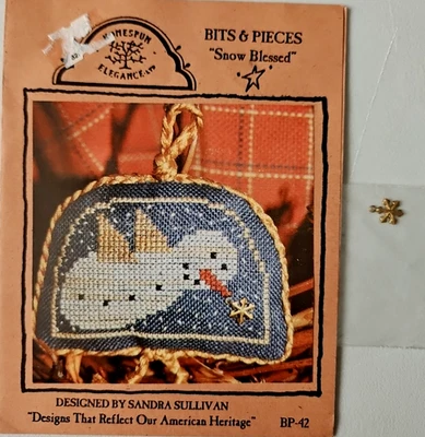 Homespun Elegance ~ "SNOW BLESSED"  ~ Cross Stitch Chart w/Charm - Image 1 of 2