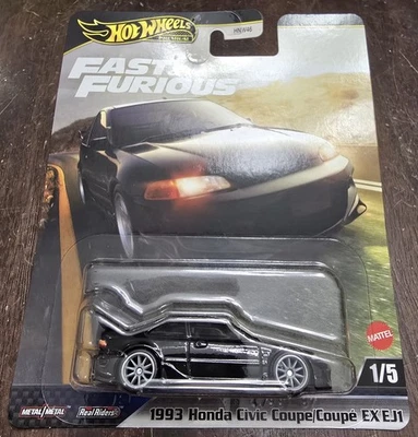 Honda Civic 1993 cupé EX EJ1 negro #1/5 Hot Wheels 2025 Fast & Furious *NUEVO* Foto 1 de 2