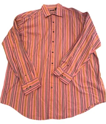 Camisa Mondo Di Marco Para Hombres 3XT 3TG Rosa Paisley Motivo Cadena Rayas AOP Estilo Boho Foto 1 de 4