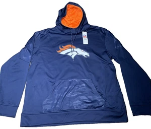 NFL Team Apparel Denver Broncos Hoodie Men’s 2XL Blue Orange Logo Pullover NWT - Picture 1 of 11
