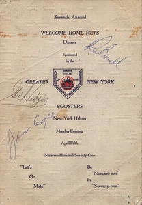 THE NEW YORK METS - PROGRAM SIGNED CIRCA 1971 WITH CO-SIGNERS - Picture 1 of 5