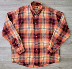 Gitman Bros Shirt Men's L Orange Plaid Flannel Button Down Shirt USA Made Casual - Picture 1 of 13