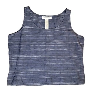 Vintage Jones New York Blue Tank Top Womens Size 16 Linen Blend Thailand - Picture 1 of 5