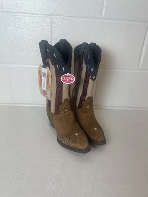 NOVAS Botas de Cowboy Femininas Laredo Keyes Estrelas e Listras Couro Patriótico Ocidental - Imagem 1 de 4