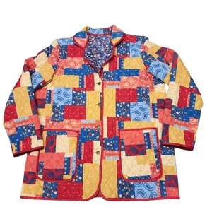 Vintage Handarbeit Steppjacke Patchwork Ganzjahres Urlaub Paisley Granny Core L - Bild 1 von 14