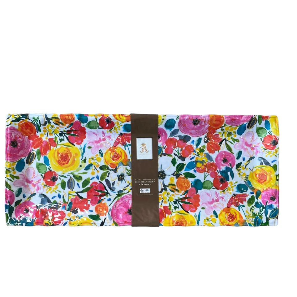 Rachel Ashwell Spring Floral Large Melamine Serving Tray Platter 19x8 NEW - Image 1 of 4