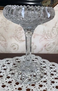 American Brilliant Period ABP Cut Glass Crystal 9 1/4" Pedestal Compote EUC - Picture 1 of 10