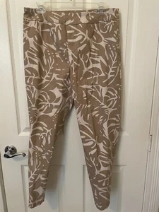 Soft Surroundings Taupe/Ivory "Leaf" Elastic Waist Stretch Pants - Size L - Picture 1 of 5