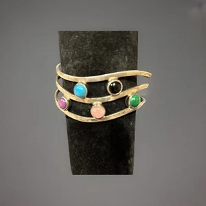 Texco Sterling Silver 925 Gemstone Wave Cuff Bracelet - Picture 1 of 3