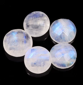 Natural Rainbow Moonstone Faceted Cut 5 Pcs Round Shape Gemstone 10 mm 16 Ct - Picture 1 of 2