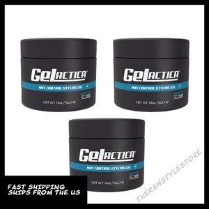 GELACTICA GEL16.8oz PACKAGE OF 3 Hair Gel for Men Organic Ingredients Water - Picture 1 of 3