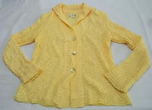 Blusa ahumada para mujer Rafael chal cuello manga larga botón amarillo talla S - Imagen 1 de 6