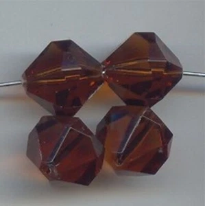 18 VINTAGE SMOKE TOPAZ ACRYLIC 15x15mm. MULTI FACETED BICONE BEADS 6477 - Picture 1 of 1