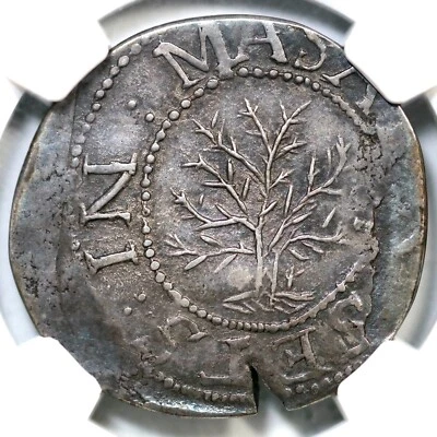 1652 N-3 R-6 NGC XF 45 IN Left Oak Tree Shilling Colonial Silver Coin 1S - Image 1 of 3