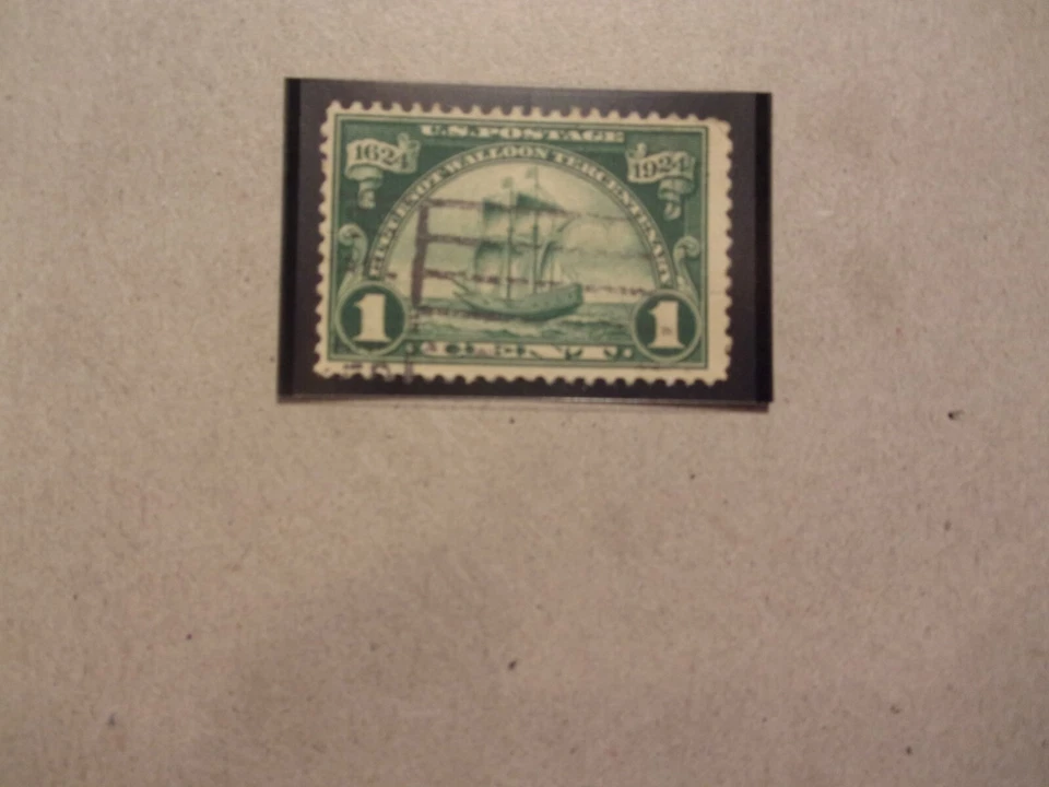 USA Used, 1924 Issue, 1 Cent Huguenot- Walloon, Darck Green, Scott #614 - Image 1 of 1