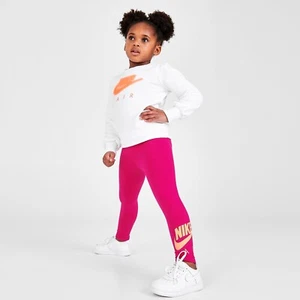 Nike Air 2-Piece Sets Girls 4T White Pink Crew Neck Sweatshirt & Leggings ERK546 - Picture 1 of 12