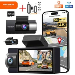 WOLFBOX i17 3 Channel 4K Dash Cam Built-in 5G WiFi GPS & Acc Multi Hardwire kit - Picture 1 of 13