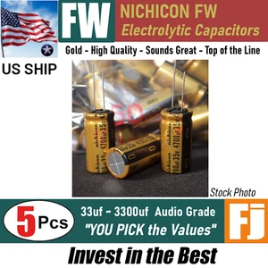 Condensadores de alto grado NICHICON FW 5 piezas | 33uf ~ 3300uf | Tú eliges | Envío a EE. UU. - Imagen 1 de 5