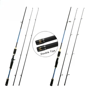 M+ML Double Tips Spinning Casting Carbon Fiber Fishing Rod 1.8/2.1/2.4m Lure Rod - Picture 1 of 15