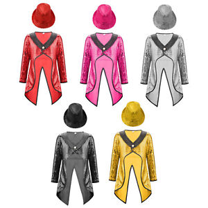 Kids Girls Magician Show Party Circus Ringmaster Carnival Coat V Neck Costume